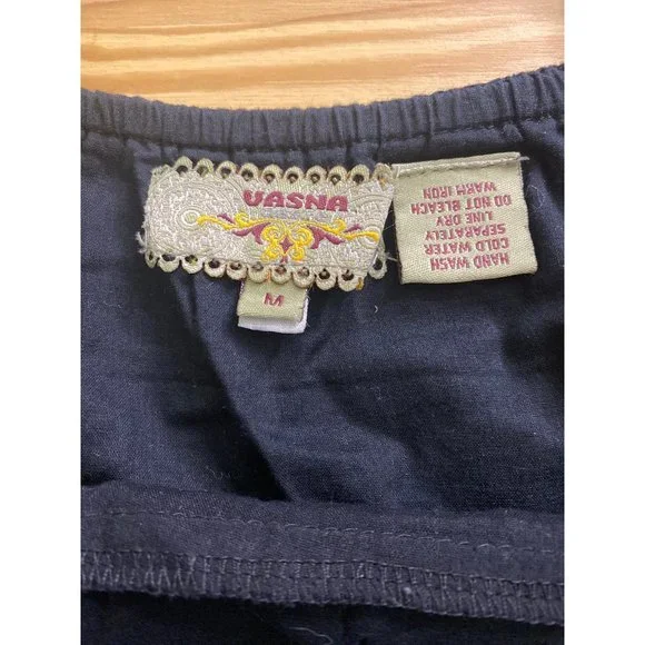 Vasna Women's Halter Cotton Midi Dress Black Boho Gold Coins Embellishments - Picture 9 of 15